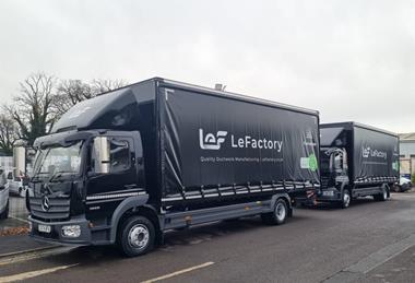 A LeFactory delivery vehicle, now powered by Hydrotreated Vegetable Oil.