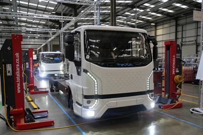 Electric Trucks on Tevva London production line