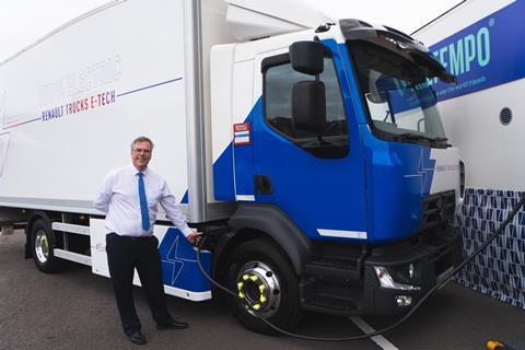 Michael Boxwell, CEO of Voltempo charging a Renault electric truck