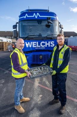 Some of the specimen rocks transported for BAS using the Welch Group’s new 100% electric HGV.